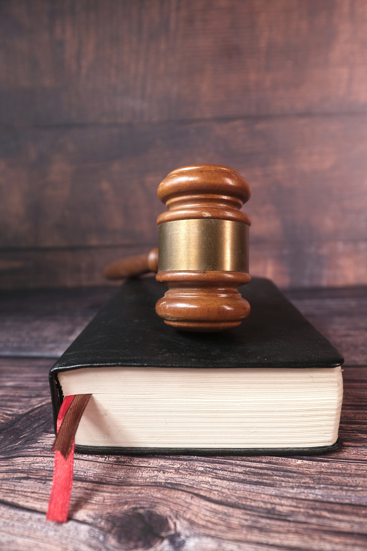 Gavel and Book with Copy Space on Table